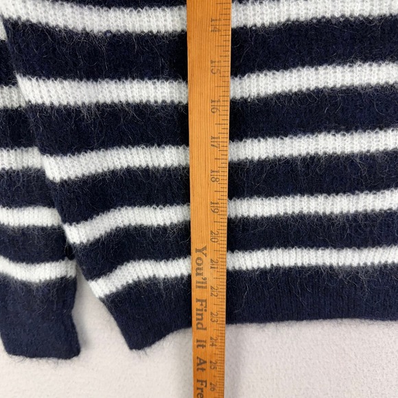 Sezane Sweater Trudy Jumper Womens S Navy Blue White Moahir‎ Wool Blend Luxury - Picture 7 of 9